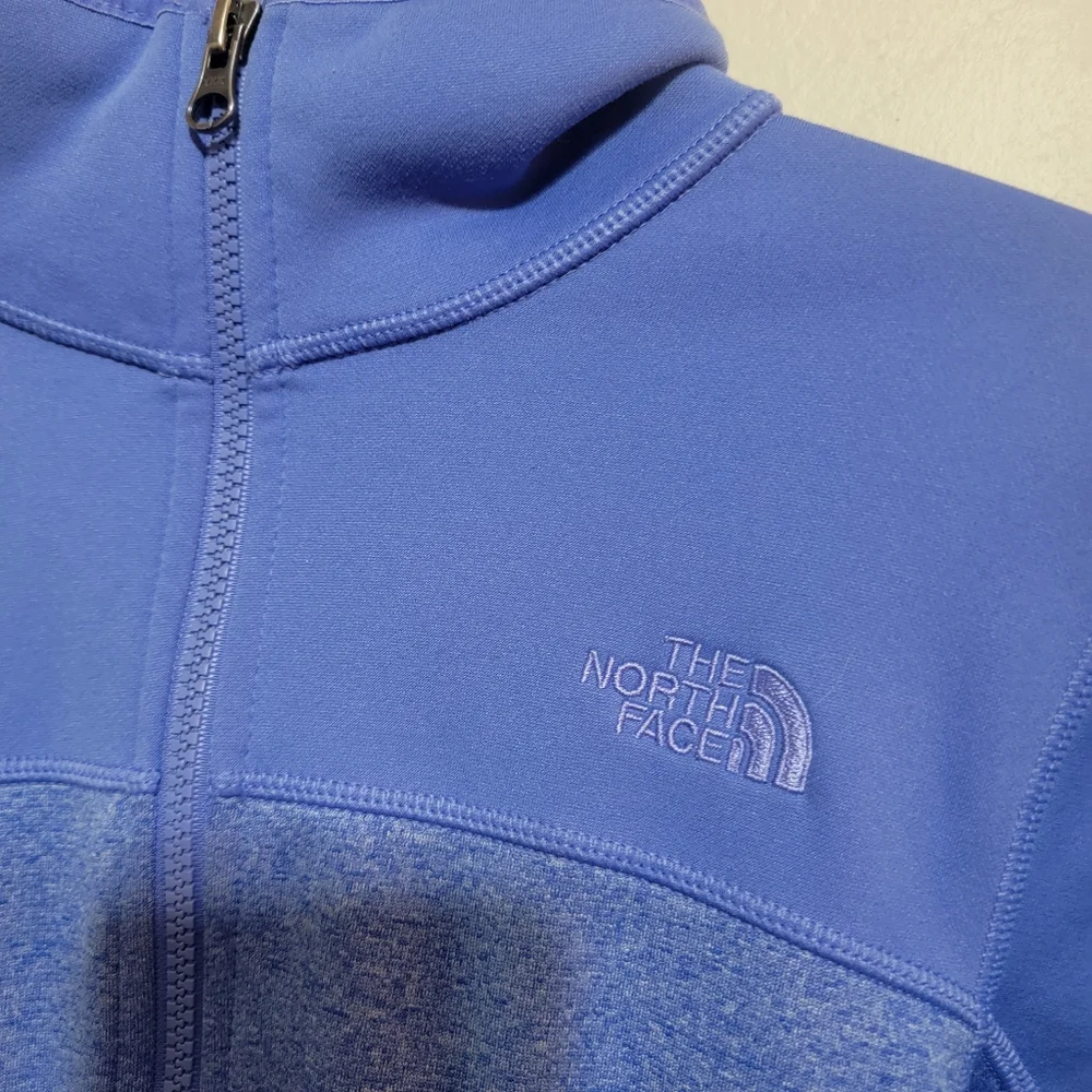 North Face Jacket Womens Small Blue Full Zip Track Fleece Long Sleeve Thumbholes - Picture 6 of 8